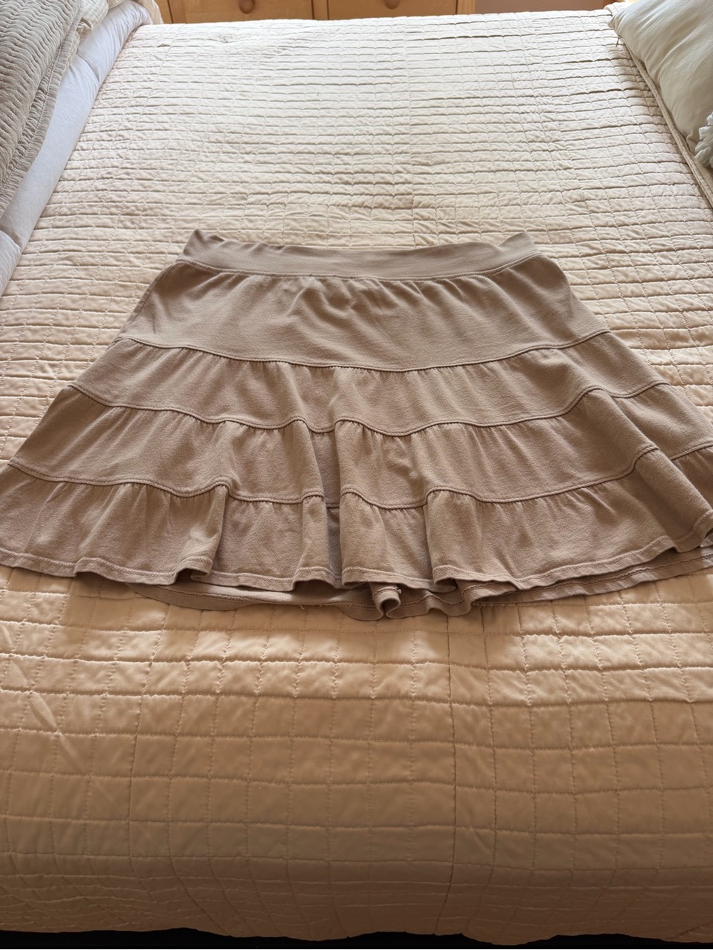 Freshh Beige Tiered Ruffle Skirt Produce